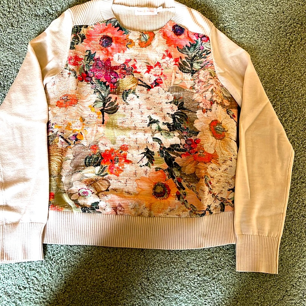 Tory Burch Floral Kerstin Sweater S.  Excellent condition, looks unworn.